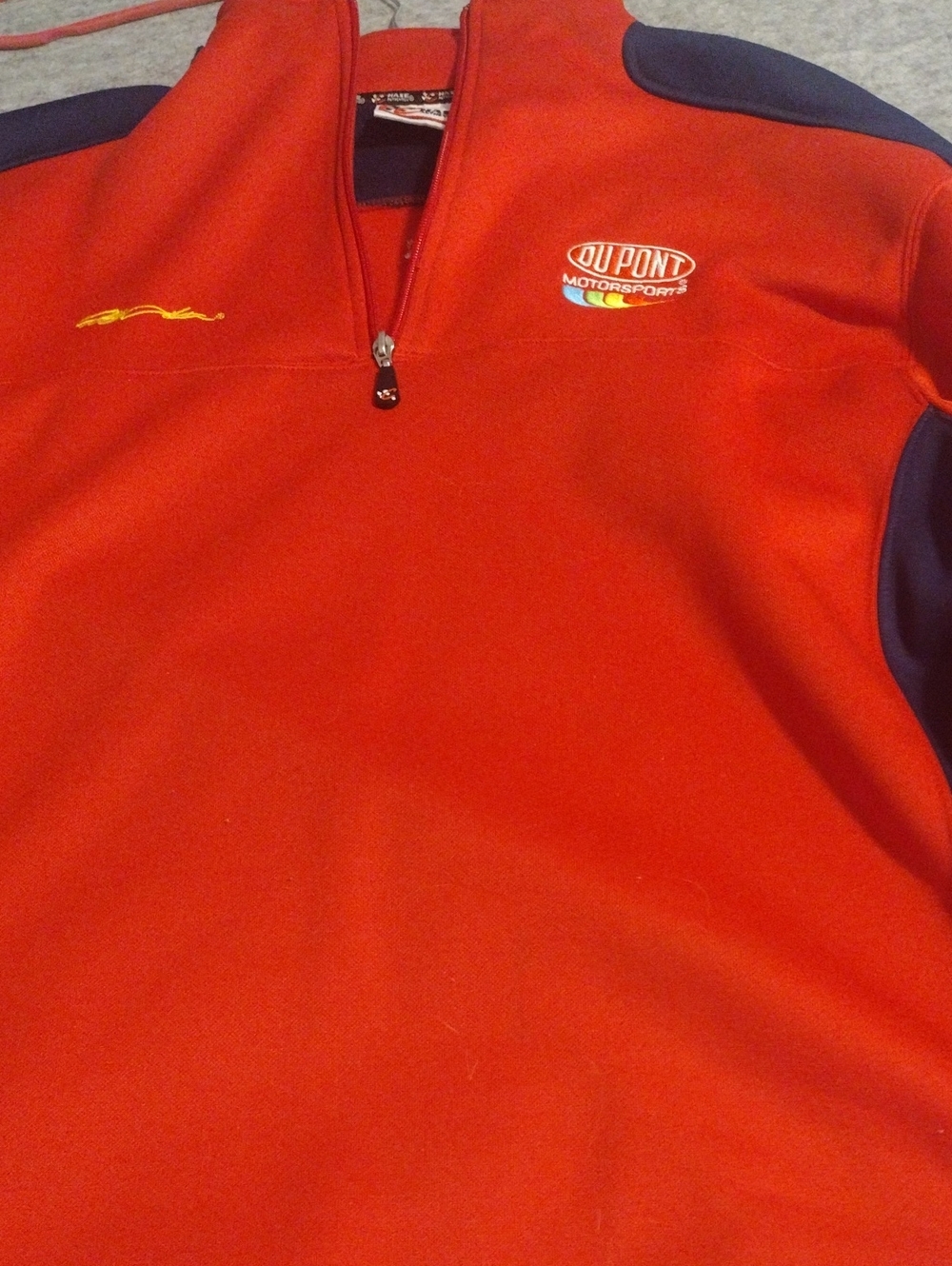 DUPONT CHEVROLET PULL OVER 1/2 ZIP  VERY LIGHTLY WORN